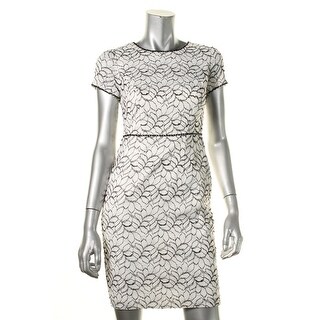 Adrianna Papell Womens Petites Cocktail Dress Lace Embellished - 4