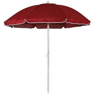 Sunnydaze Steel 5 Foot Beach Umbrella with Tilt Function, Color Options Available