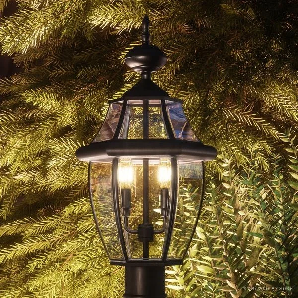 Luxury Colonial Outdoor Post Light, 21"H x 11"W, with Tudor Style, Versatile Design, Black Silk Finish - 21" H, 11" W, 11" Dep