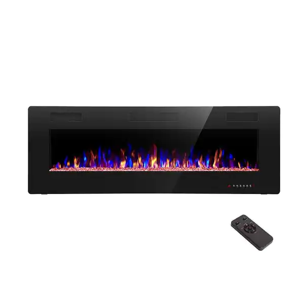 36-60" Electric Fireplace Heater Recessed Wall Mounted with Remote 750-1500W