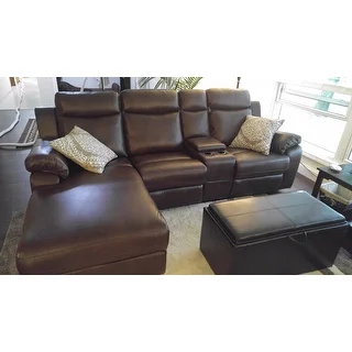 Furniture of America Faux Leather Reclining Sectional with Chaise
