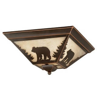 Vaxcel Lighting CC55714 Bozeman 3 Light Flush Mount Indoor Ceiling Fixture with Cream Bear Portrait Glass Shade - 14 Inches Wide