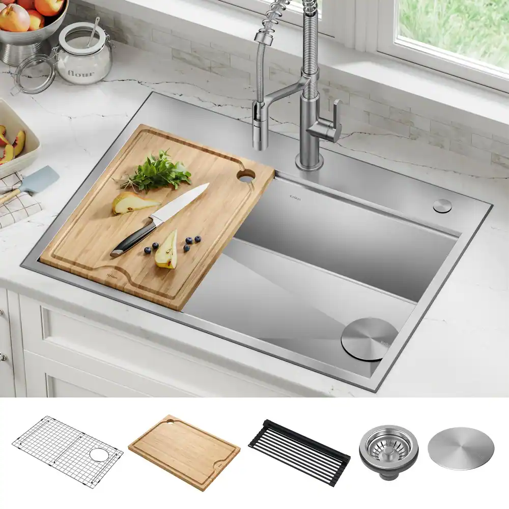KRAUS Kore Workstation Drop-In Stainless Steel Kitchen Sink