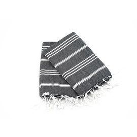 Eco Friendly Turkish Towel Classic Black Hand Towel,Tea Towel,Set of 2