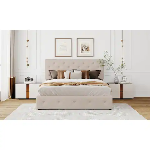Mordern Upholstered Platform bed with Hydraulic Storage System