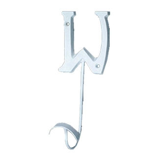 Letter Hook W Wrought Iron White Decorative
