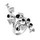 Thumbnail 1, Handmade Beautiful Vine Leaf Round Black Onyx Sterling Silver Ring (Thailand).