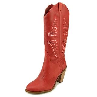Jessica Simpson Caralee Women Round Toe Leather Red Western Boot