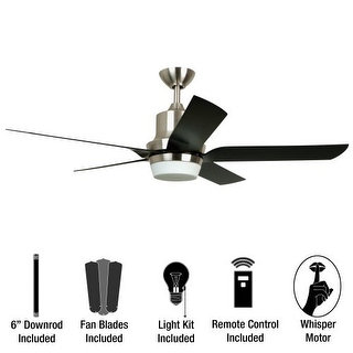 Miseno MFAN-100 Modern 52" Indoor Ceiling Fan with Integrated Light Kit - Includes Portable Remote Control, 5 Fan Blades and 6"