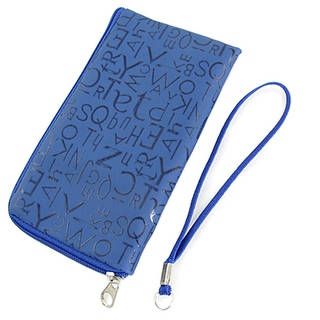 Unique Bargains For Smart Phone Letters Print Blue Faux Leather Soft Bag