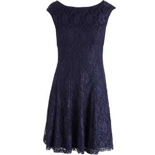 Lauren Ralph Lauren Womens Petites Casual Dress Lace Pleated - 10P