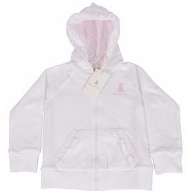 New Gucci Baby Girl's White Pink GG Guccissima Zip Up Hoodie Jacket 9-12 M