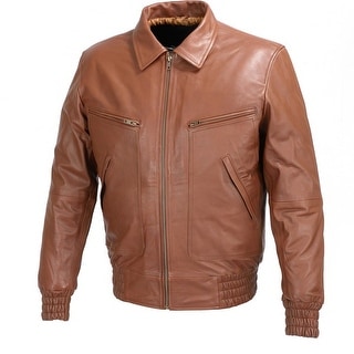 Mens Bomber Leather Fashion Jacket Brown FJ3