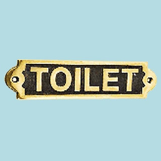 Solid Brass Sign TOILET Polished Brass Plaques