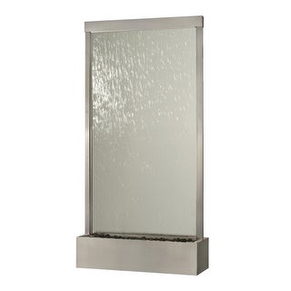 10' Waterfall Grande Floor Fountain, Stainless Steel Frame w/ Clear Glass