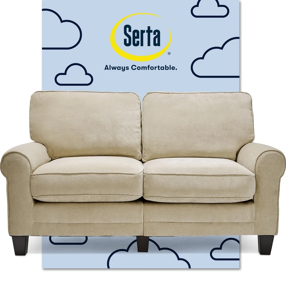 Serta Copenhagen 61" Loveseat for Two People, Pillowed Back Cushions and Rounded Arms, Durable Modern Upholstered Fabric