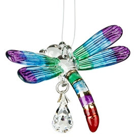 Woodstock Chimes Fantasy Glass Dragonfly Suncatcher, Summer Rainbow