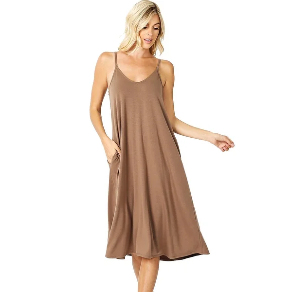 JED Women's Adjustable Strap Flowy Knee-Length Tank Dress