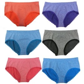 Women's 6 Pack Seamless Heather Color Bikini Panties