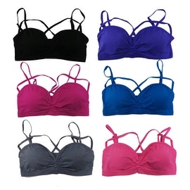 Women 6 Pack Seamless Padded Multi Straps Cage Bralettes