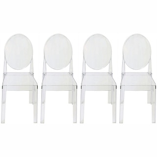 2xhome Set of Four (4) - LARGE Size - Clear Victorian Ghost Style Armless Side Chair