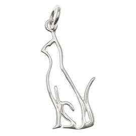 Sterling Silver Charm Elegant Sitting Cat Silouette 25mm (1)