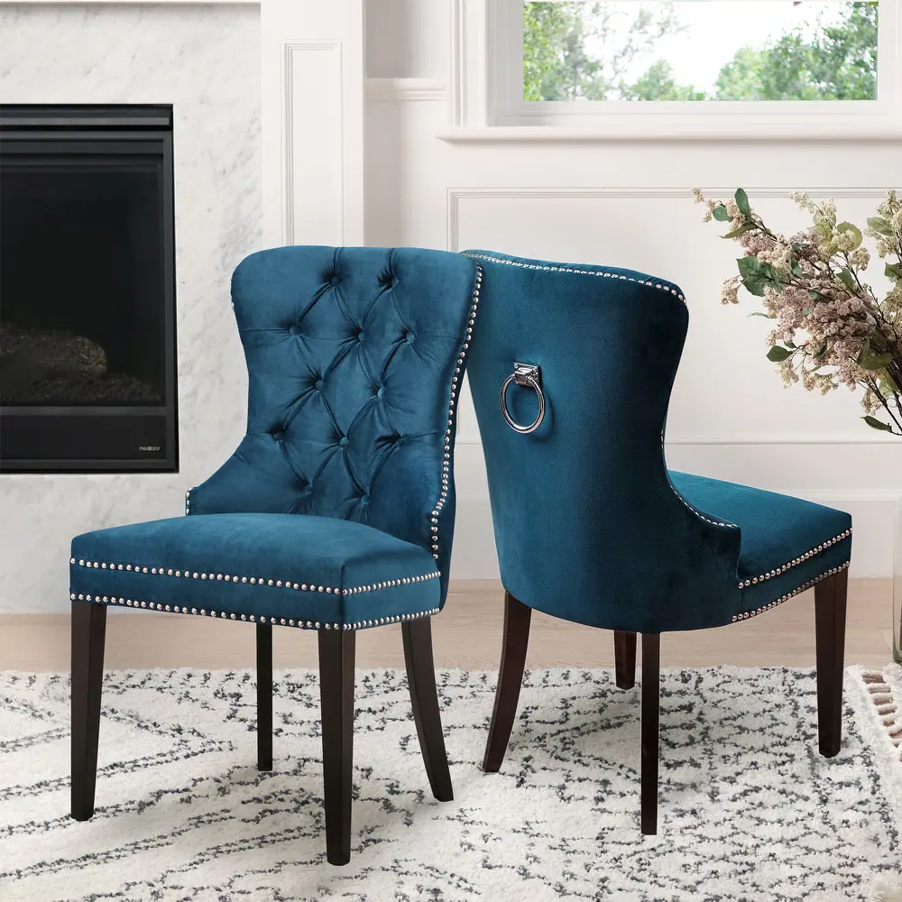 Abbyson Versailles Blue Tufted Dining Chair