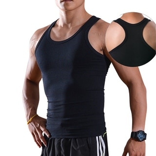 Image Men Body Shaper Compression Vests Tummy Waist Slimming Shirt Shapewear Black Size XL