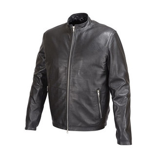 Mens Basic Leather Jacket Black Cafe' Racer Style FJ1