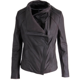 Elie Tahari Womens Andreas Leather Long Sleeves Jacket