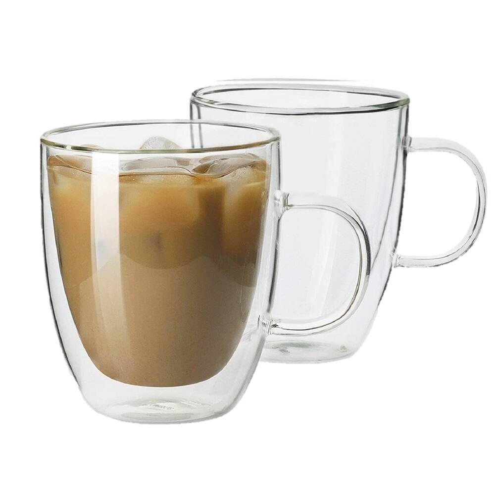Homvare Glass Coffee Mug, Tea Cup for Office and Home Suitable for Both Hot and Cold Beverage