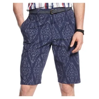INC International Concepts Casual Shorts 40 Navy Blue Slim Fit Flat Front
