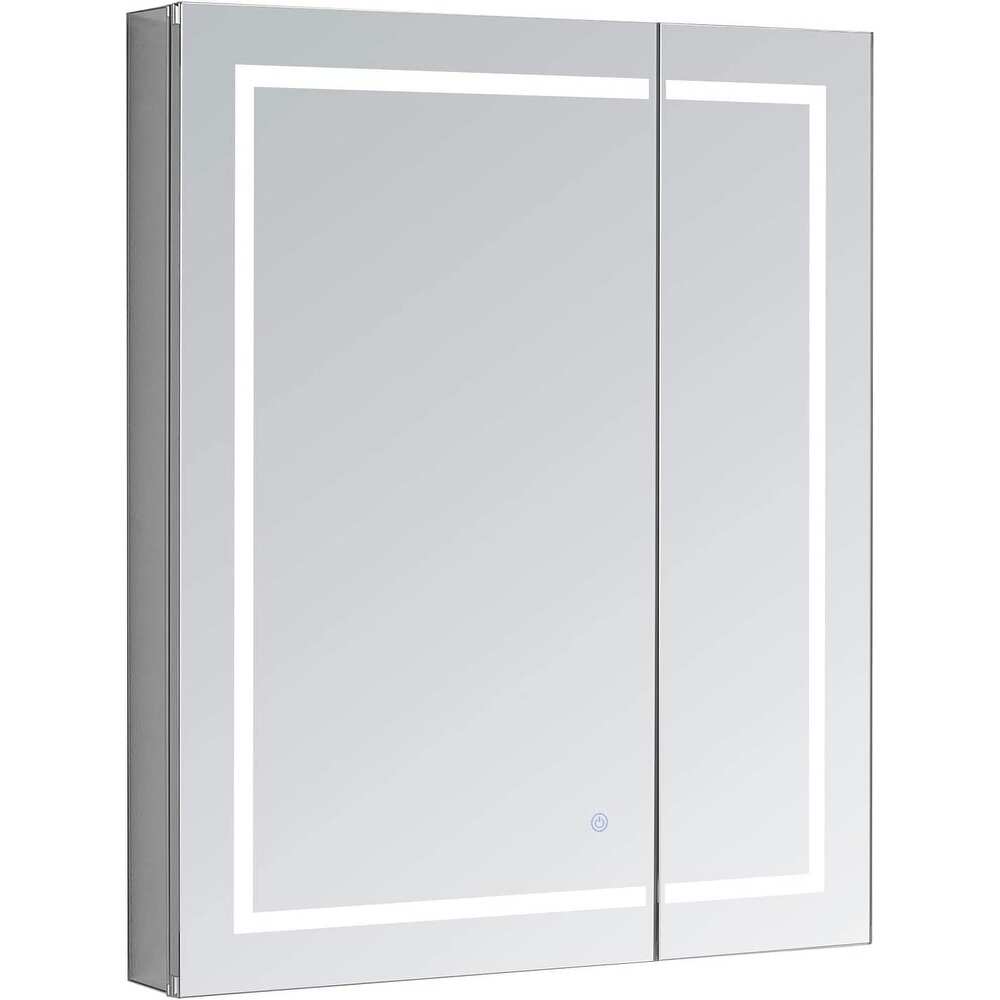 AQUADOM Royale Basic Q 30in x 30in x 5in LED Medicine Mirror Cabinet Recessed Surface Mounted, Dimmer, Touch Screen Button