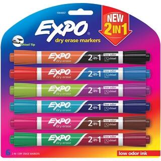 2 In 1 Dry Erase Markers 6/Pkg-12 Colors