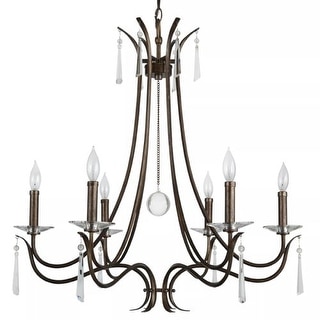 Park Harbor PHHL6256 28" Wide 6 Light Single Tier Candle Style Chandelier with Crystal Accents