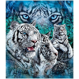 New Signature Collection 12 White Tigers Queen Size Mink Blanket