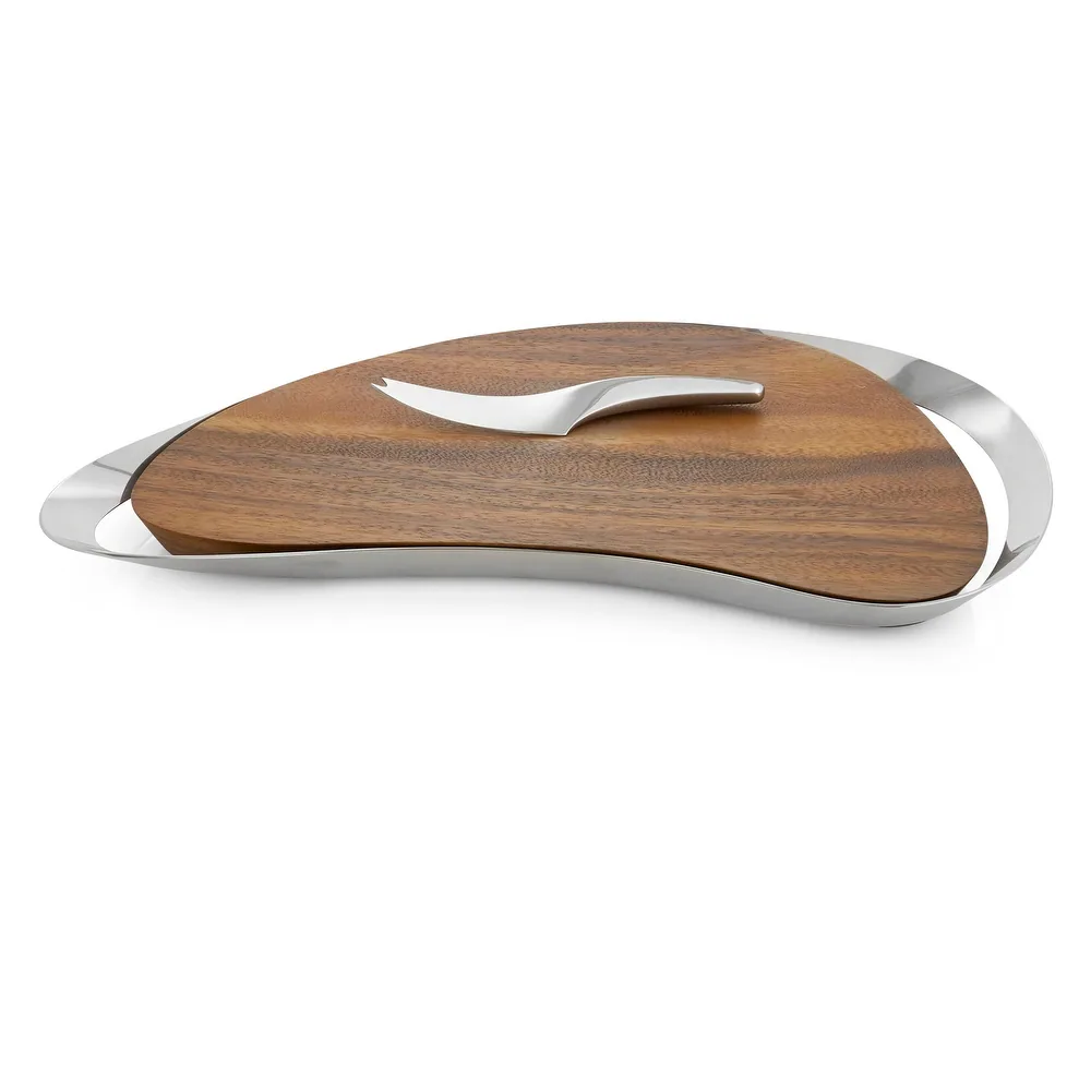 Nambe Pulse Cheese Board with Knife - 16.25 In. X 10.75 In. X 1.25 In.