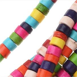 Dyed Magnesite Gemstone Beads, Heishi Cylinders 2.5x4mm, 15.5 Inch Strand, Multi Color
