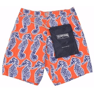 Vilebrequin Men's Orange Seahorse Trunks Board Shorts XXL