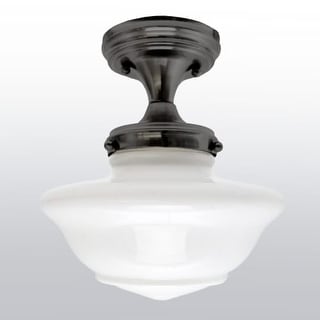 Design House 577502 Schoolhouse Single Light Ceiling Fixture with Opal Glass Shade