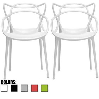 2xhome - Set of Two (2) - Modern Contemporary Stackable Design Master Chair Dining Arm Chair
