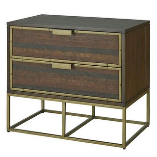 Currey and Company 3255 Holden Two Drawer Nightstand with Walnut Stain