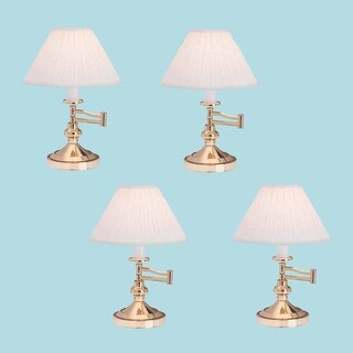 4 Table Lamp Bright Brass Table Lamp Eggshell Shade 15H