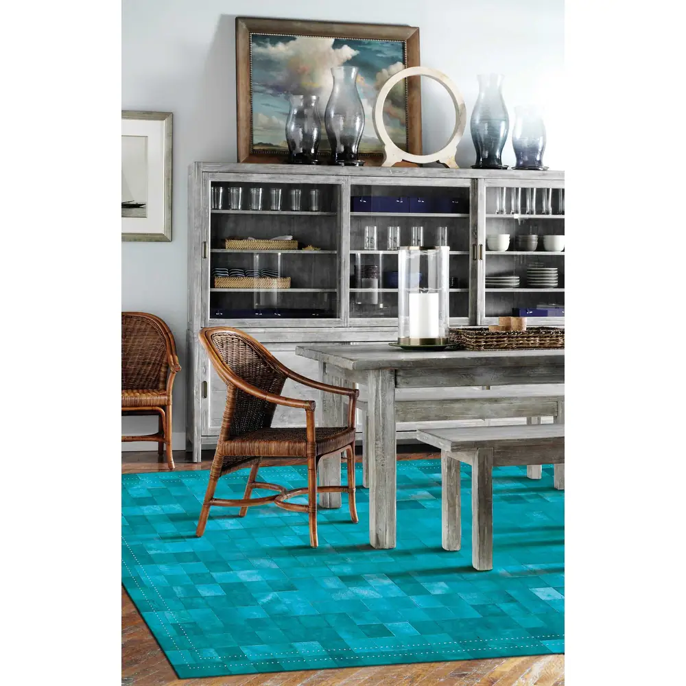 Nourison Vivid Textured Over-dyed Hair on Hide Modern Patchwork Area Rug