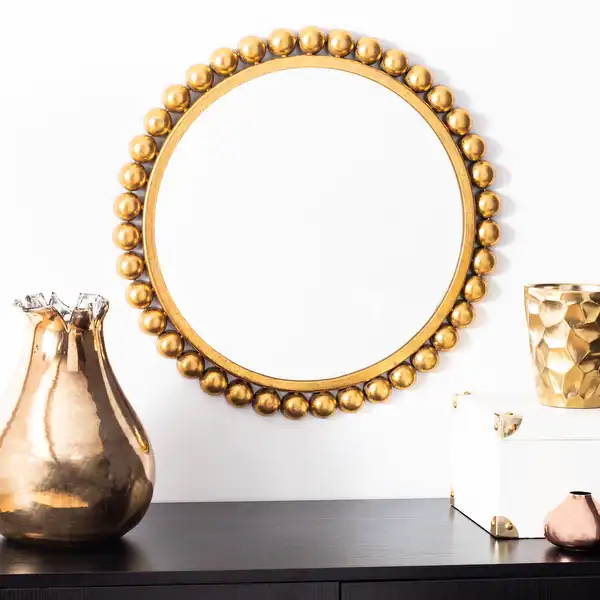 SAFAVIEH Genna 21-inch Gold Round Mirror - 21" W x 1.5" L x 21" H