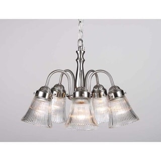 Volume Lighting V2385 Marti 5 Light 1 Tier Chandelier with Clear Ribbed Glass Bell Shade
