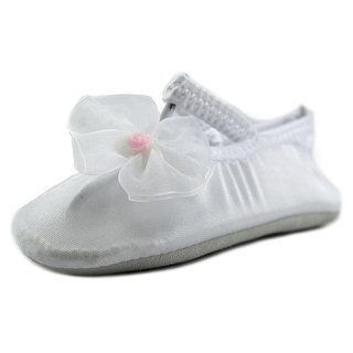 Nursery Rhyme Flow Flower Infant Round Toe Canvas White Ballet Flats