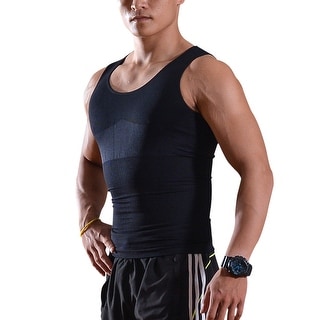 Image Men Body Shaper Slimming Vests Tummy Waist Compression Shirt Shapewear Black Size XL