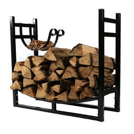 Sunnydaze Indoor/Outdoor Firewood Log Rack with Kindling Holder, 33 Inch Wide x