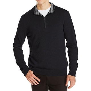 Calvin Klein CK Sweater Large L Black Quarter-Zip Mockneck Pullover